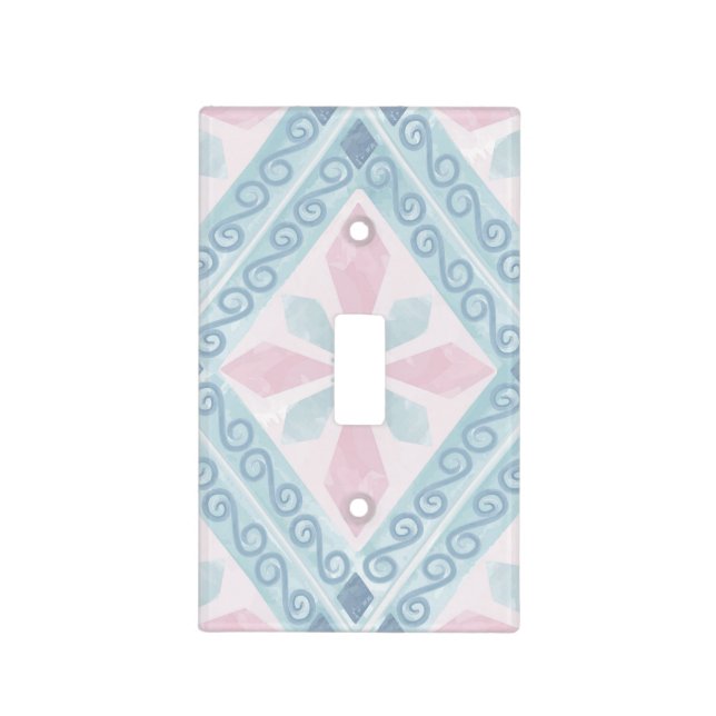 diamond shaped blue pattern light switch cover (Front)
