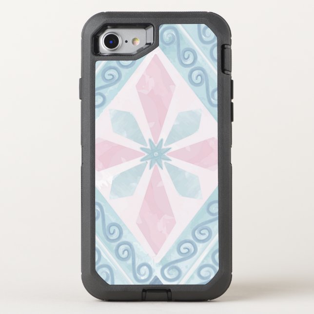 diamond shaped blue pattern otterbox iPhone case (Back)