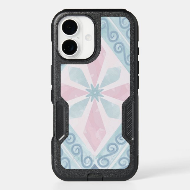 diamond shaped blue pattern otterbox iPhone case (Back)