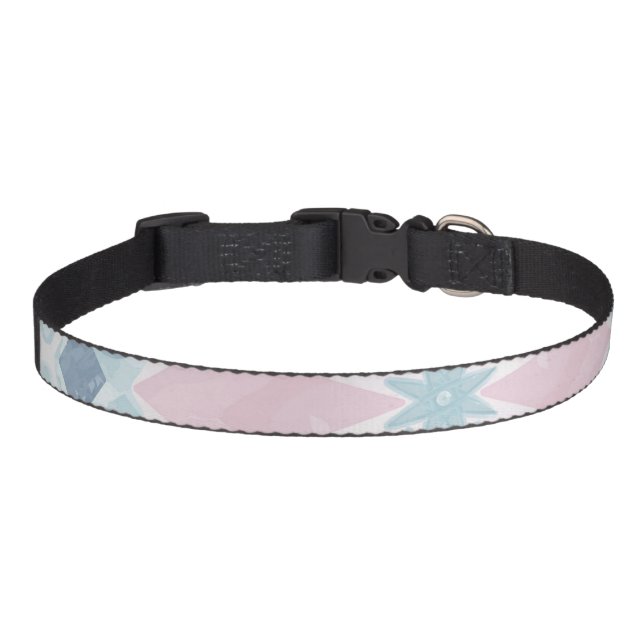 diamond shaped blue pattern pet collar (Front)