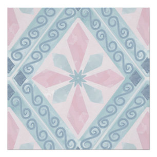 diamond shaped blue pattern poster