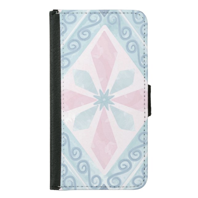 diamond shaped blue pattern samsung galaxy wallet case (Front)