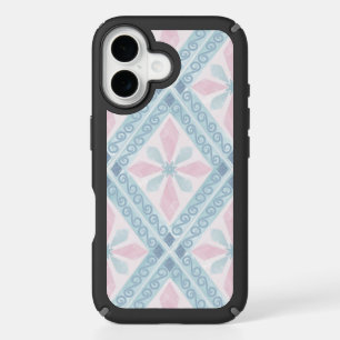 diamond shaped blue pattern iPhone 16 case