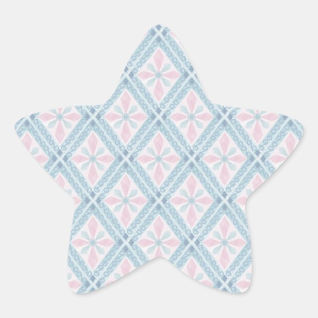 diamond shaped blue pattern star sticker (Front)