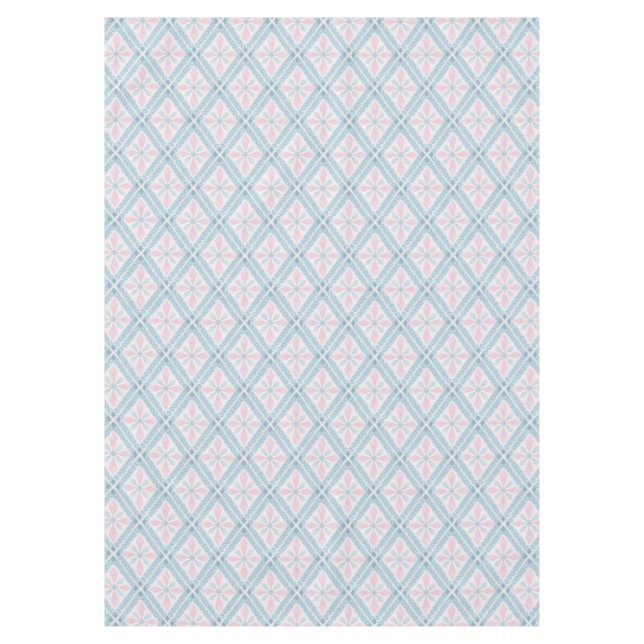 diamond shaped blue pattern tablecloth (Front)