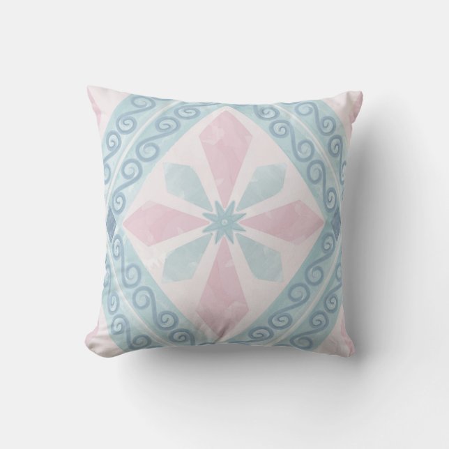 diamond shaped blue pattern throw pillow (Front)