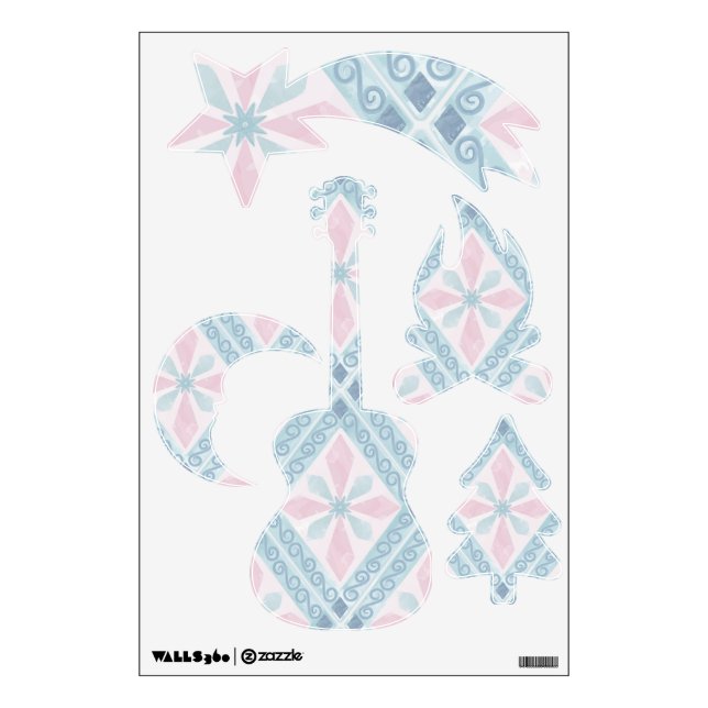 diamond shaped blue pattern wall decal (Front)