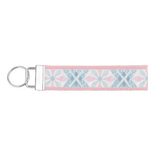 diamond shaped blue pattern wrist keychain