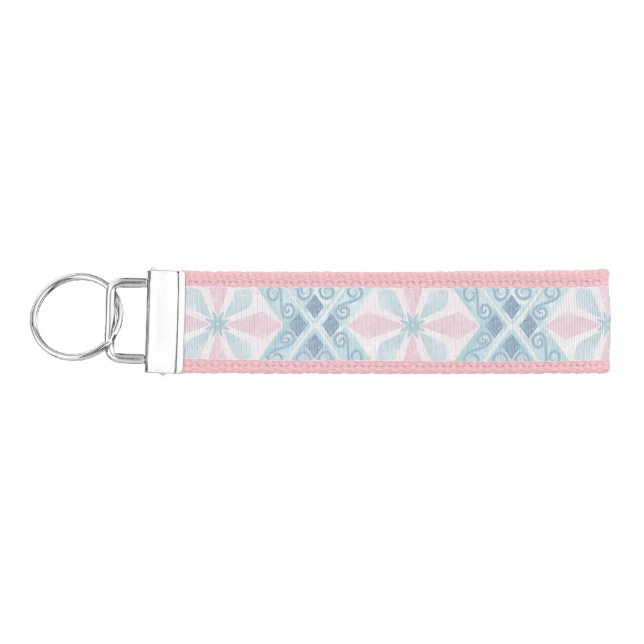 diamond shaped blue pattern wrist keychain (Keys on Left)
