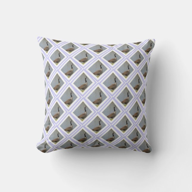 Diamond Shaped Goose By Pond Throw Pillow (Front)