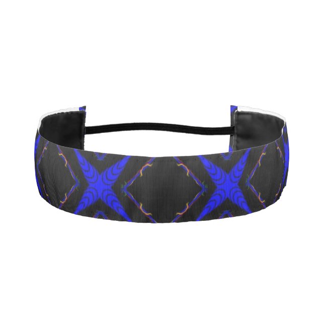 Diamond-shaped Pattern, Blue and Black, Athletic Headband (Front)
