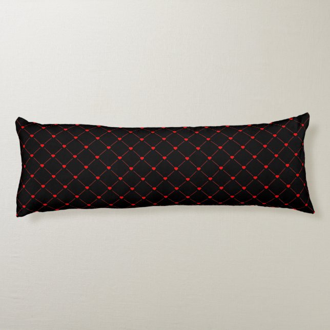 Diamond Shaped Red Heart & Line Art Body Pillow (Back)