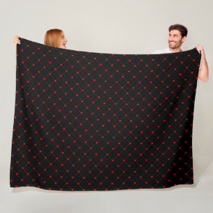 Diamond Shaped Red Heart & Line Art Fleece Blanket