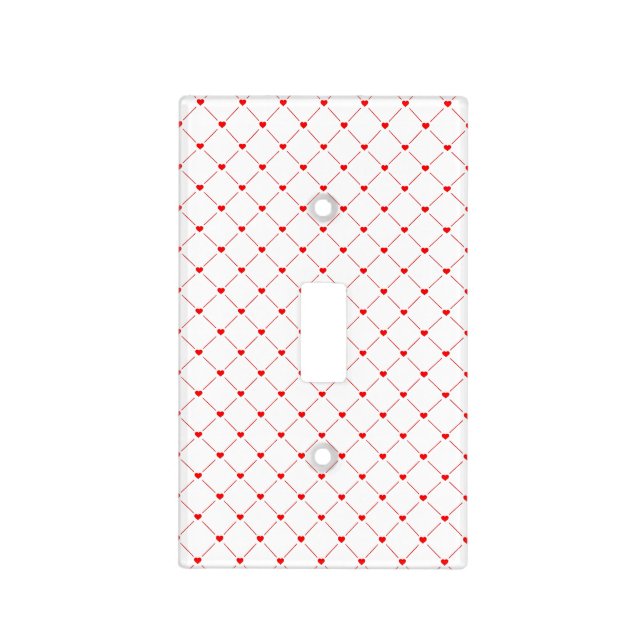 Diamond Shaped Red Heart & Line Art Light Switch Cover (Front)