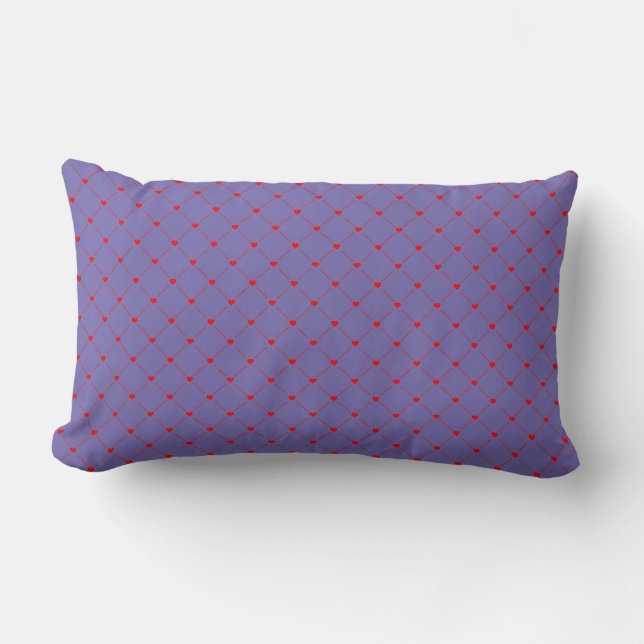 Diamond Shaped Red Heart & Line Art Lumbar Pillow (Front)