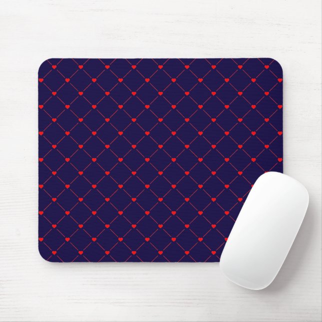 Diamond Shaped Red Heart & Line Art Mouse Pad (With Mouse)