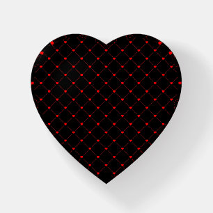 Diamond Shaped Red Heart & Line Art Paperweight
