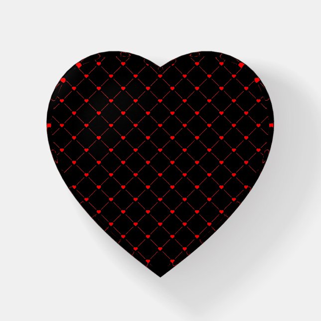 Diamond Shaped Red Heart & Line Art Paperweight (Front)