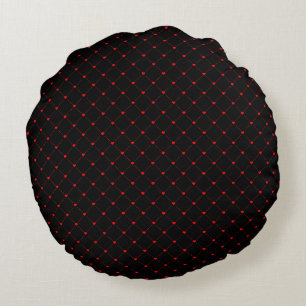 Diamond Shaped Red Heart & Line Art Round Pillow