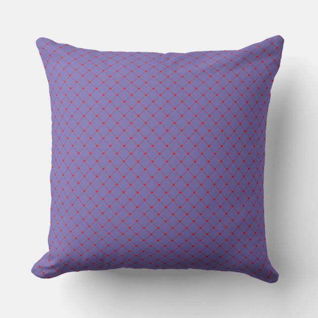 Diamond Shaped Red Heart & Line Art Throw Pillow (Front)