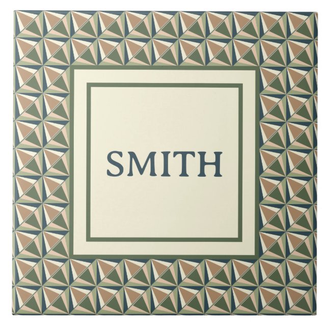 Diamond Shapes in Neutral Tones  Ceramic Tile (Front)