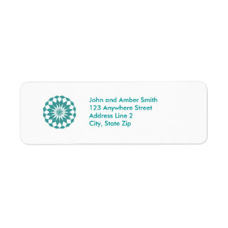 Diamond Shapes in Teal Turquoise, Mandala Address Label