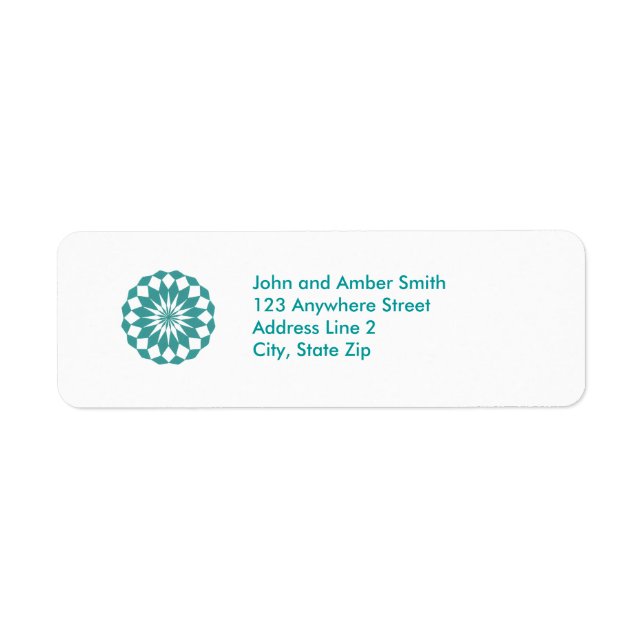 Diamond Shapes in Teal Turquoise, Mandala Address Label (Front)