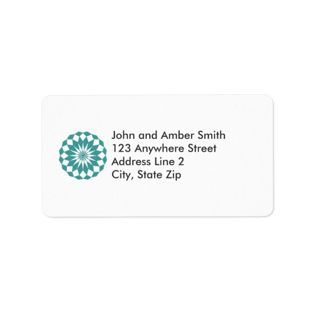 Diamond Shapes in Teal Turquoise, Mandala Address Label (Front)