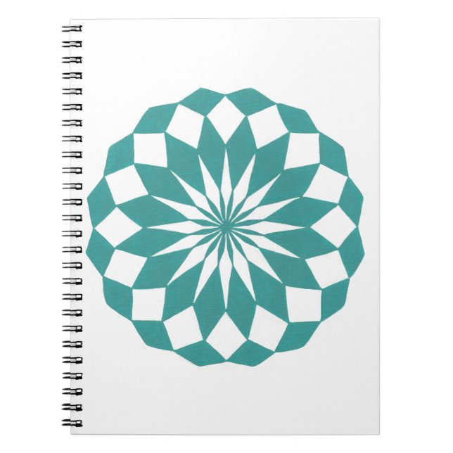Diamond Shapes in Teal Turquoise, Mandala Notebook (Front)