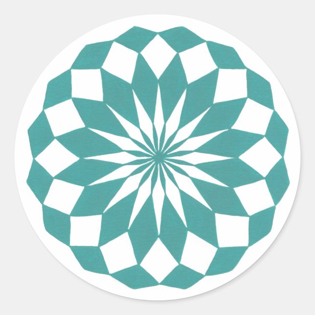 Diamond Shapes in Teal Turquoise, Mandala stickers (Front)