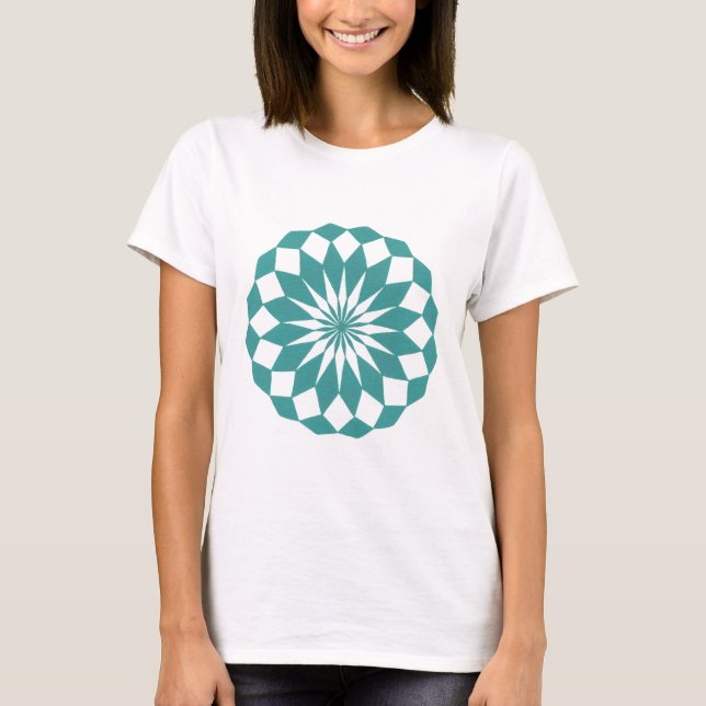 Diamond Shapes in Teal Turquoise Mandala Tshirts (Front)