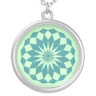 Diamond Shapes Mandala Necklace in Teal Turquoise