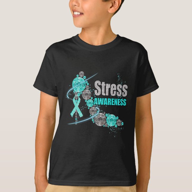 Diamond Shoes Stress Awareness Warrior Ribbon  T-Shirt (Front)