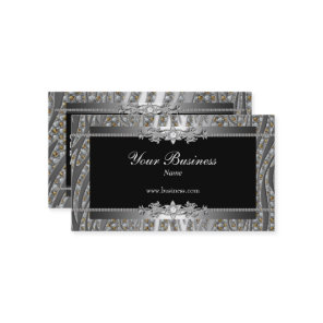 Diamond Silver Black Elegant Zebra Jewel Business Card