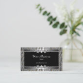 Diamond Silver Black Elegant Zebra Jewel Business Card (Standing Front)