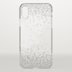 Diamond Silver Confetti Glitter Sparkle Clear iPhone XS Case