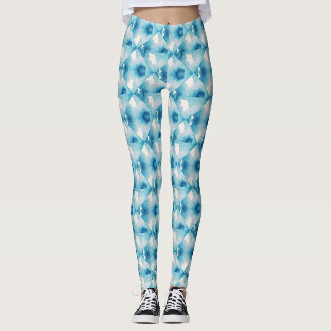 Diamond Sky Blue Pattern  Leggings (Front)