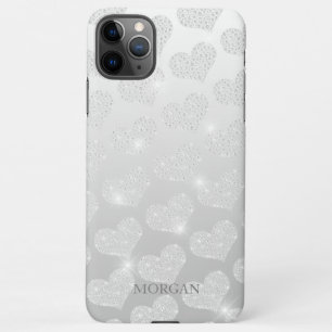 Diamond Small Heart Pattern, DIY Name, Silver Case