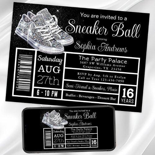 Diamond Sneaker Ball Birthday Party Invitation