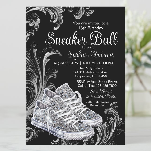 Diamond Sneaker Ball Birthday Party Invitation