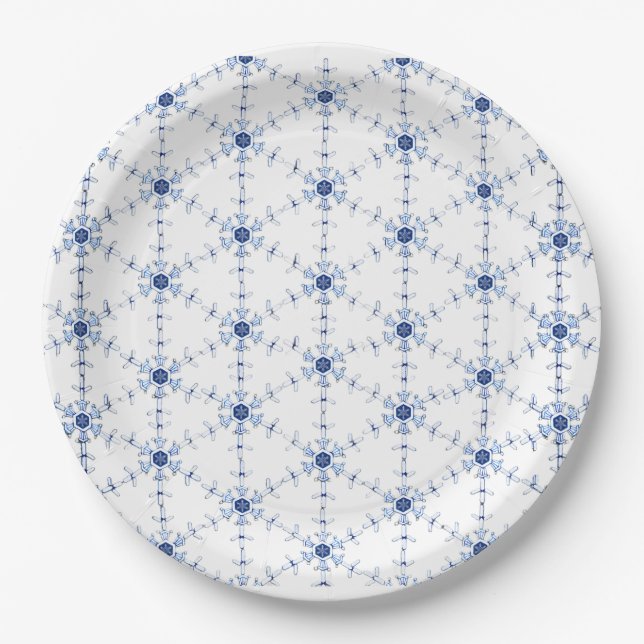 Diamond Snowflake Pattern Paper Plates (Front)