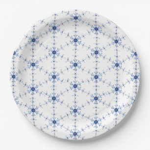 Diamond Snowflake Pattern Paper Plates