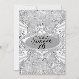 Diamond Snowflake Winter Wonderland Sweet 16 Invitation