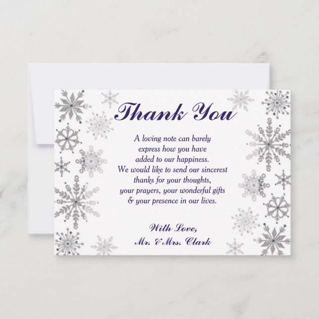 Diamond Snowflakes Thank you Card (Front)