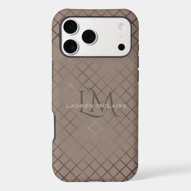 Diamond & Soft Taupe Monogram  Case-Mate iPhone Case (Back)