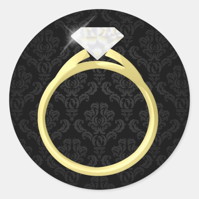 Diamond Solitaire Ring Classic Round Sticker (Front)