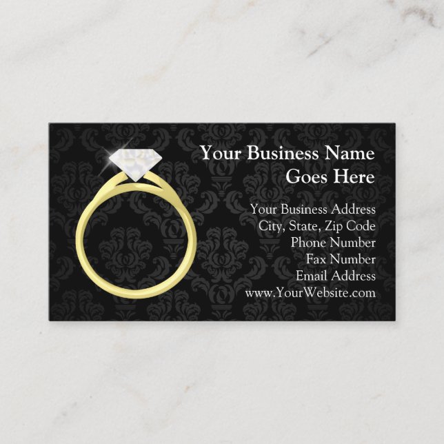 Diamond Solitaire Ring Jewelry Jeweler Wedding Business Card (Front)