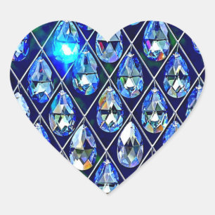 Diamond sparkle gemstone sparkle blue black heart sticker