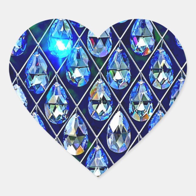 Diamond sparkle gemstone sparkle blue black heart sticker (Front)