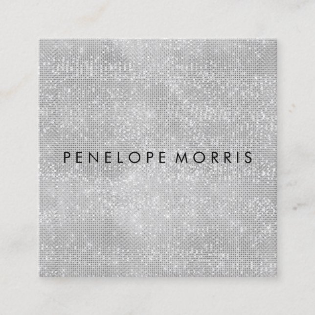 Diamond Sparkle Glitter Beauty Stylist Square Business Card (Front)